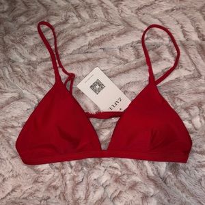 RED TRIANGLE BIKINI TOP